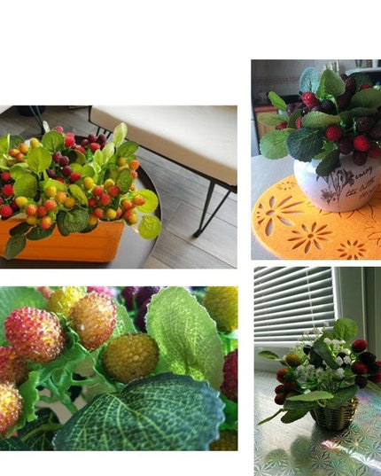 Vibrant Strawberry Blossom Paddle Decor - Lifelike Faux Floral Photography Accents