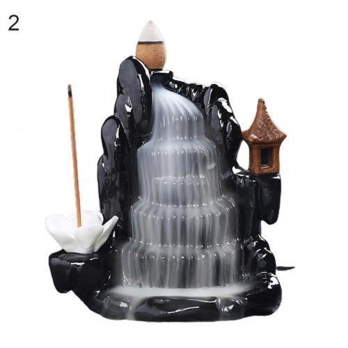 Serene Waterfall Ceramic Incense Burner with Smoke Cascade Design