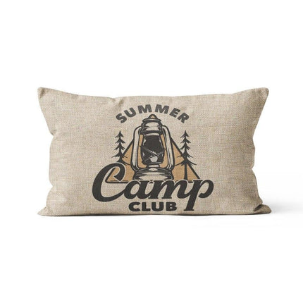 Charming Cartoon Camper Linen Throw Pillow Cover