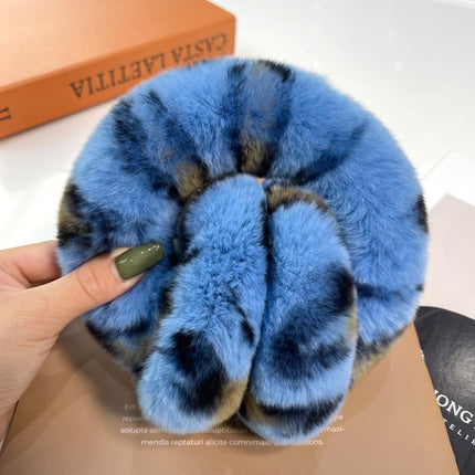 Rhinestone-Studded Luxurious Rex Rabbit Fur Ear Muffs: Chic Winter Essential for Women
