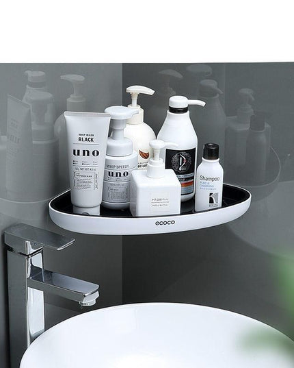 Snap-Up Corner Shelf Organizer with Integrated Shampoo Caddy