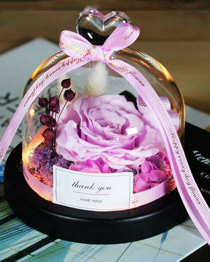 Captivating Glass Rose Lamp in Elegant Dome - A Cherished Emblem of Love