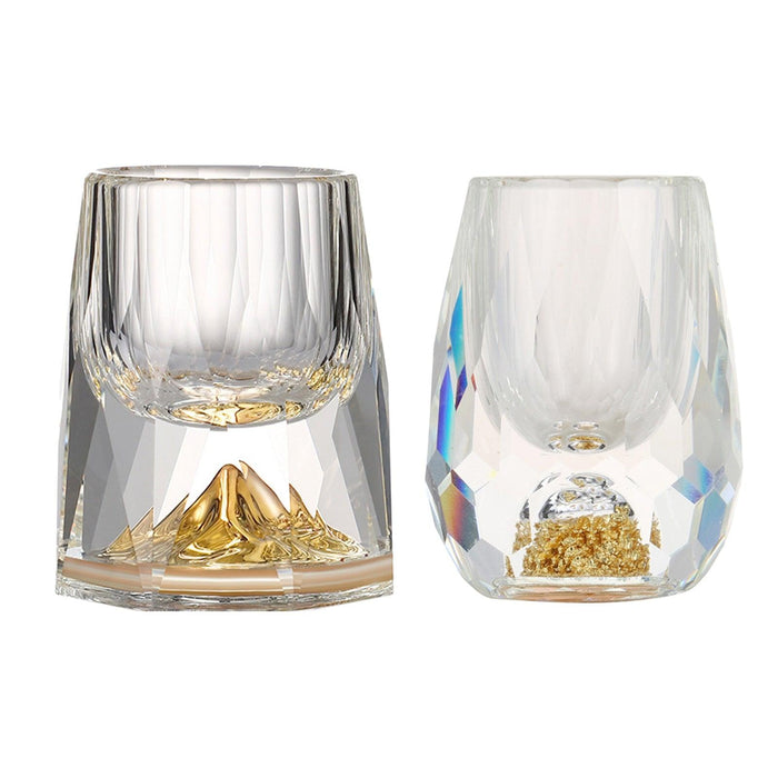 Elegant Gold Foil Diamond Cut 15ml Shot Glass