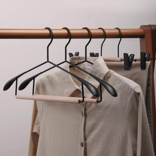 Wooden Metal Hanger Coat Iron Hangers For Clothes Wide Shoulder Wardrobe Closet Clothing Storage Rack Have Wood Pants Bar-0-Très Elite-Wide shoulder hanger-5pcs-China-Très Elite