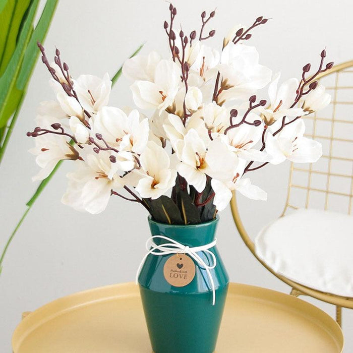 Silk Magnolia Blossom Bouquet - Elegant Home and Wedding Decoration