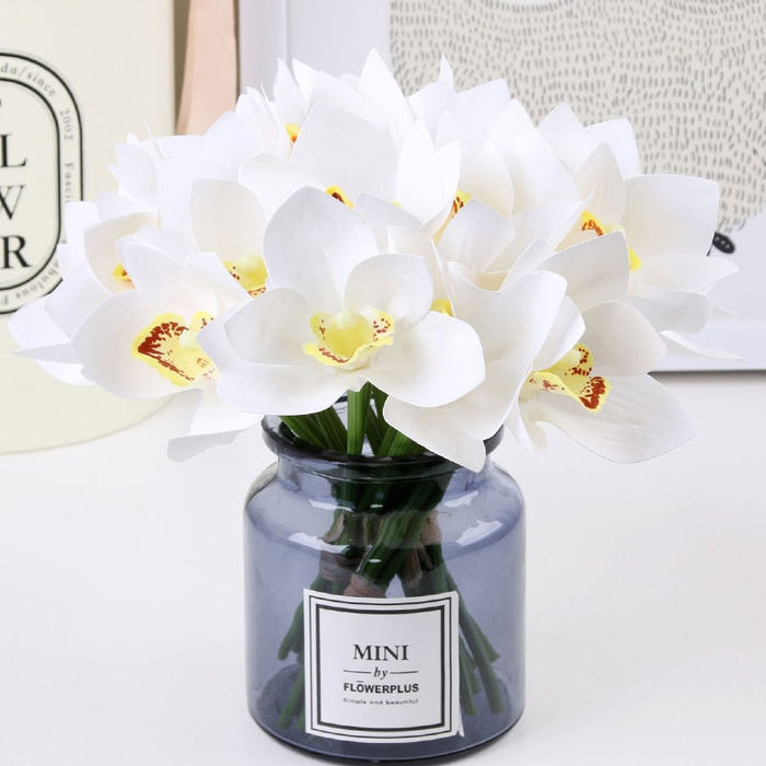 6pcs Elegant Realistic Handmade Butterfly Orchid Flower Arrangement