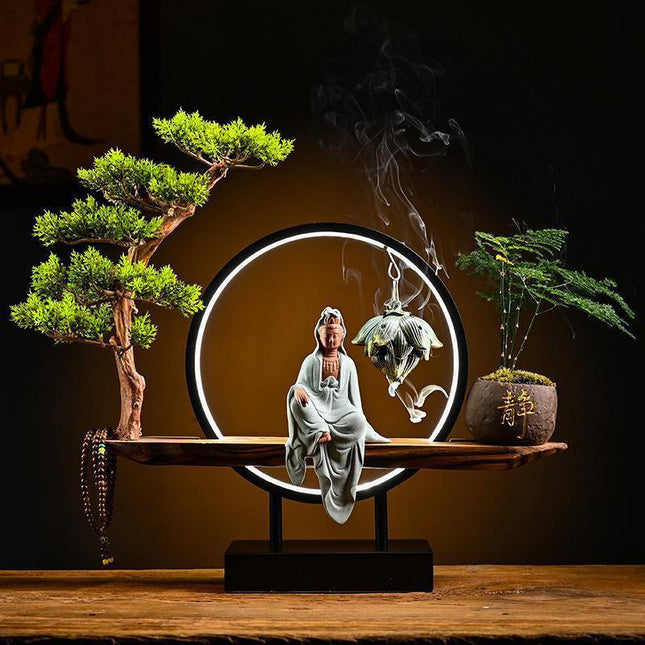 Serenity Buddha Backflow Incense Fountain - Peaceful Home Retreat Kit