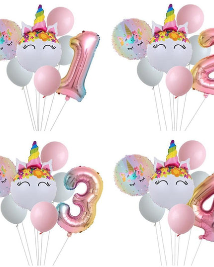 Enchanted Unicorn Number Balloon Set for Joyful 1-4 Year Celebrations