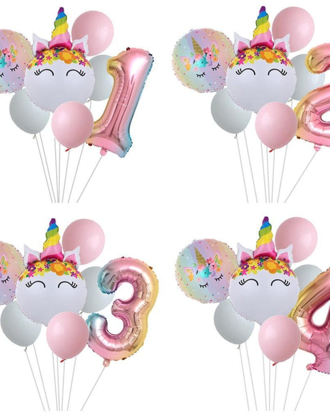 Enchanted Unicorn Number Balloon Set for Joyful 1-4 Year Celebrations
