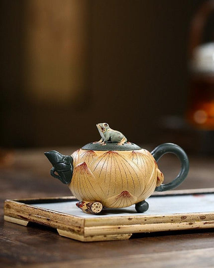 Elegant Purple Clay Frog Lotus Yixing Tea Set: Elevate Your Tea Rituals with Customizable Options