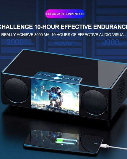 All-in-One Portable Bluetooth Multimedia Hub with Video, LED Screen, Microphone, FM Radio, and Clock