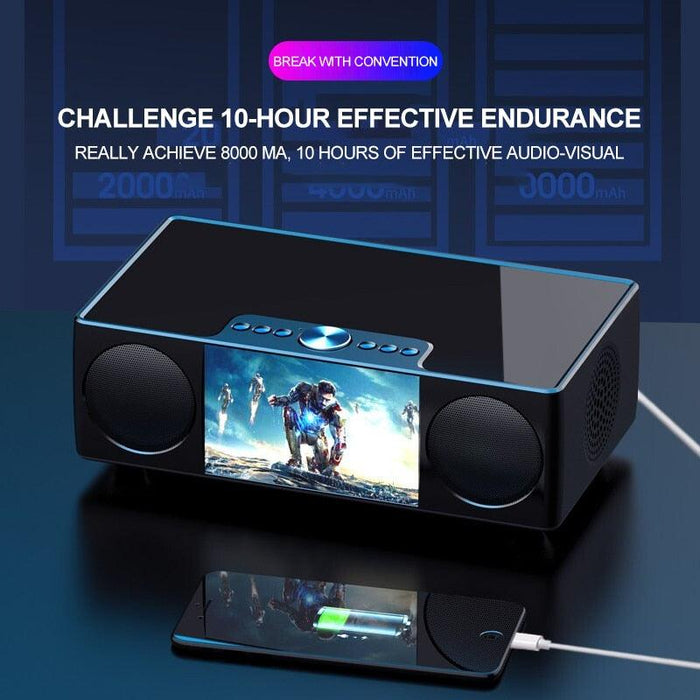 HIFI Bluetooth Speaker with Video, LED Display, Microphone, FM Radio, and Clock - Multimedia Sound Hub