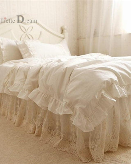 Serenity Lace Yarn Bedding Collection with Ruffled Elegance for Peaceful Slumbers