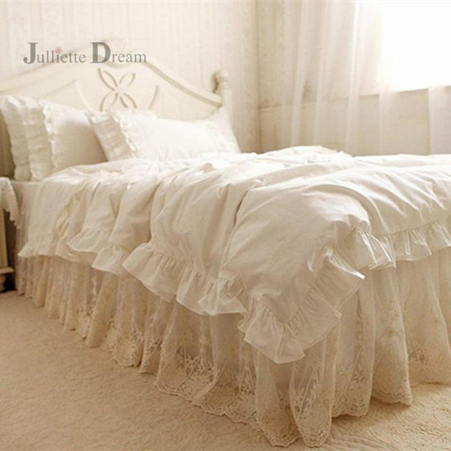 Serenity Lace Yarn Bedding Collection with Ruffled Elegance for Peaceful Slumbers