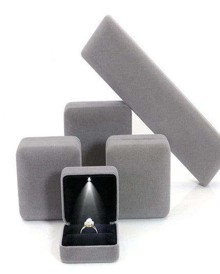 Illuminated Plush Jewelry Display Case with LED Lighting for Elegant Showcasing