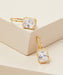 Elegant 14K Gold Plated Swarovski Elements Earrings with White Emerald Cut Stones