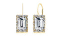 Elegant 14K Gold Plated Swarovski Elements Earrings with White Emerald Cut Stones