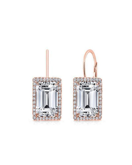Sophisticated Italian Crafted Rose Gold Swarovski Leverback Earrings
