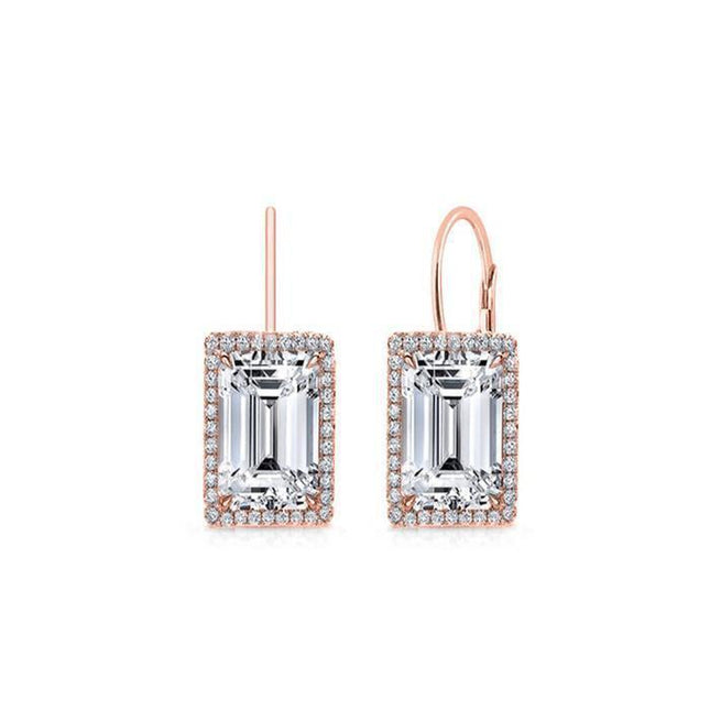 Sophisticated Italian Crafted Rose Gold Swarovski Leverback Earrings