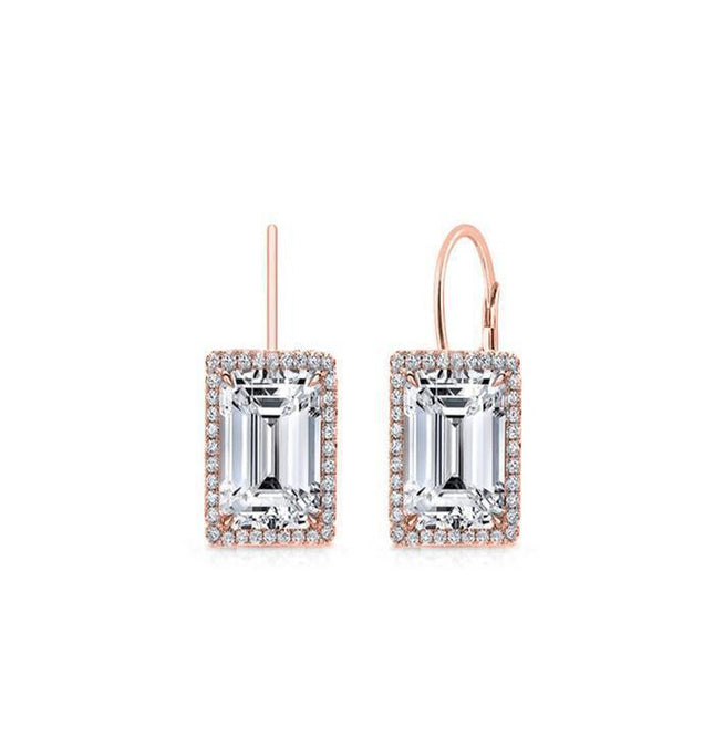 Sophisticated Italian Crafted Rose Gold Swarovski Leverback Earrings