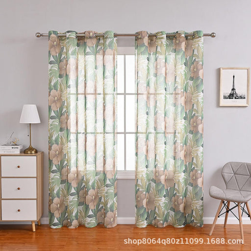 Artistic Beauty Enhanced: Pair of Sheer Floral Curtains in Vibrant Colors - Elevate Your Space's Style