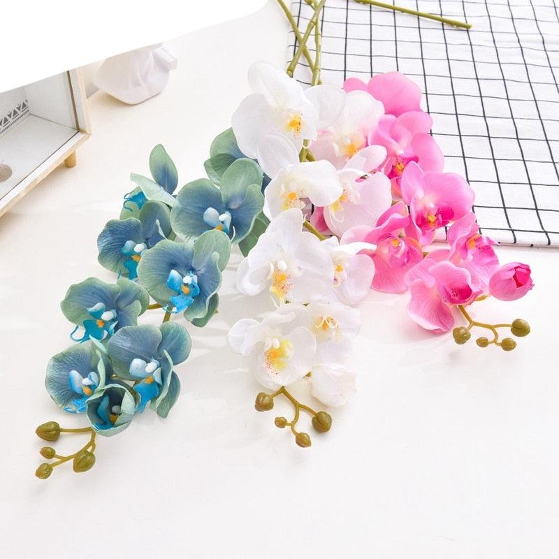 Pack of 10 pieces Real Touch 9 Heads Artificial Butterfly Orchids Felt Latex Flowers-Home Décor›Plants & Flowers›Artificial Florals & Plants›Flowers-Très Elite-white orchid-Très Elite