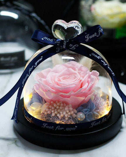 Eternal Radiance: Preserved Rose in Illuminated Glass Dome