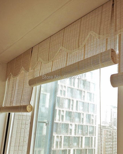 Chic Vintage Bamboo Roller Shades with Sparkling Glitter Highlights