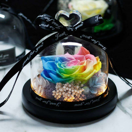 Eternal Radiance: Preserved Rose in Illuminated Glass Dome
