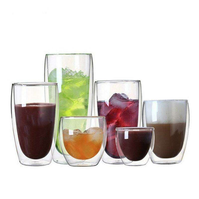 Modern Double-Wall Insulated Glass Mug for Enhanced Beverage Experience