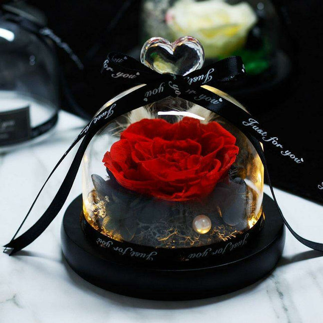 Eternal Radiance: Preserved Rose in Illuminated Glass Dome