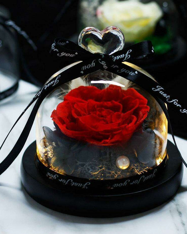 Eternal Radiance: Preserved Rose in Illuminated Glass Dome