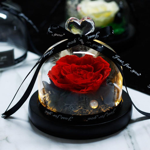 Beauty And Beast Rose - Eternal Real Rose In Glass Dome With LED Light