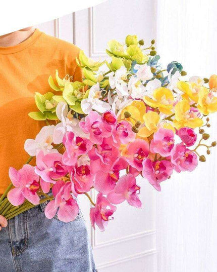 Lifelike Butterfly Orchid Faux Floral Arrangement - 10 Pack