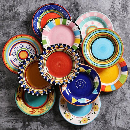 Artisanal European Charm: Hand-Painted Ceramic Plates for Elegant Dining