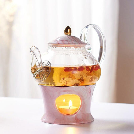 Elegant Marbled Porcelain Tea Set with Gold Accents