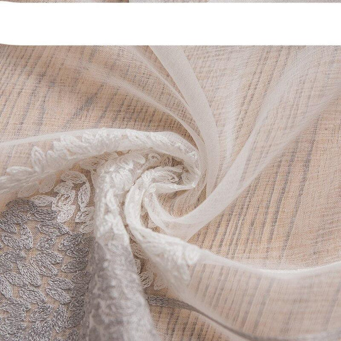 Elegantly Designed Modern Tree Embroidered Sheer White Curtains