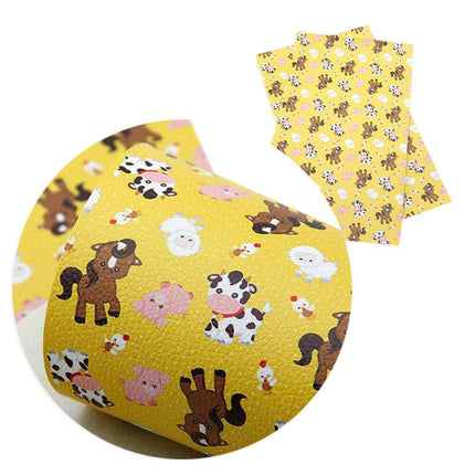 Elegant Floral Print Synthetic Leather Crafting Fabric - 20*33cm Premium Quality for Creative Projects