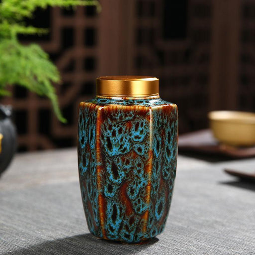 Vintage Chinese Tea Storage Jars - Elegant Green & Black Ceramic Tea Caddies