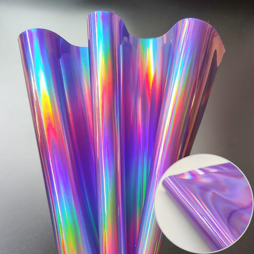 Vibrant Holographic Rainbow Laser PU Leather Sheets for DIY Crafts