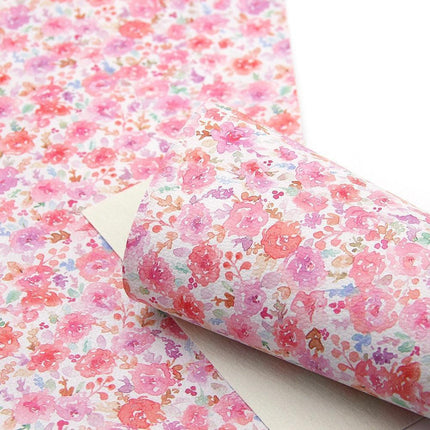 Elegant Floral Print Synthetic Leather Crafting Fabric - 20*33cm Premium Quality for Creative Projects