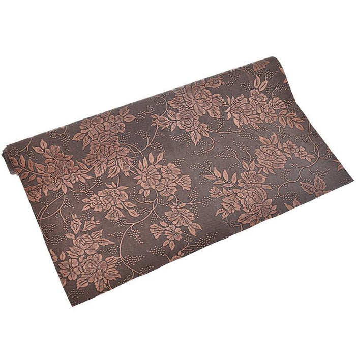 Elegant Vintage Floral Synthetic Leather Crafting Fabric (42x30cm)