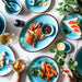 Blue Ice Cracking Glaze Ceramic Porcelain Dinner Plates for Elegant Dining Experience