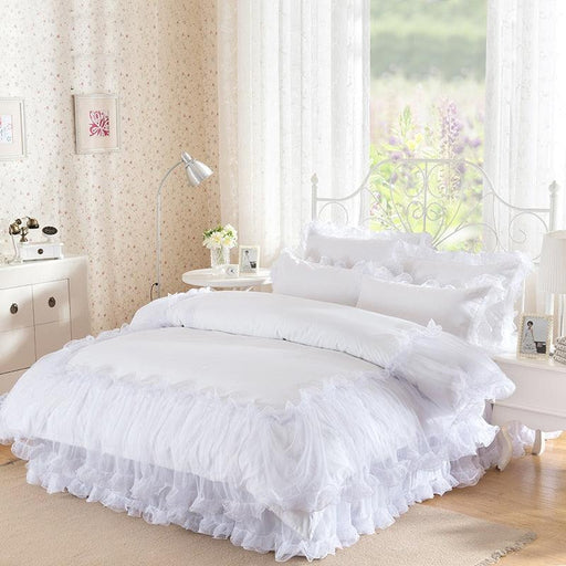 Elegant Lace Ruffle Bedding Set with Korean Princess Charm