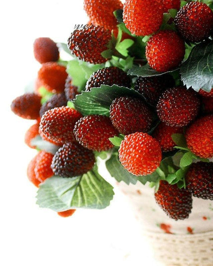 Vibrant Strawberry Blossom Paddle Decor - Lifelike Faux Floral Photography Accents