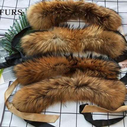 Luxurious Raccoon Dog Fur Ribbon Stole for Winter Elegance