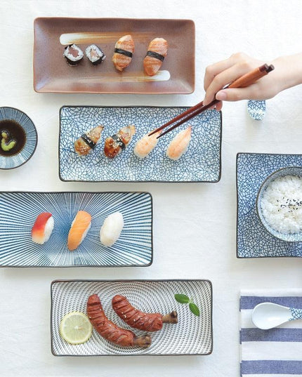 Stunning 9.8-Inch Rectangular Japanese Ceramic Sushi Platter