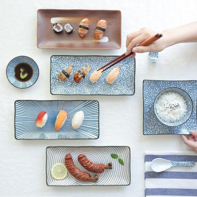 Stunning 9.8-Inch Rectangular Japanese Ceramic Sushi Platter
