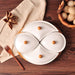 Handcrafted Porcelain Serving Tray Set with Bamboo Accent