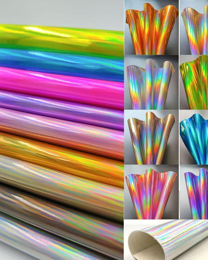 Vibrant Holographic Rainbow PU Leather Craft Sheets - Creative Spark